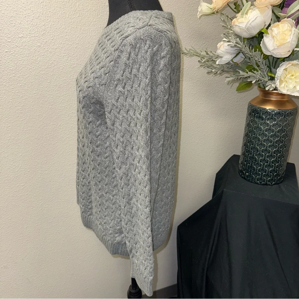 Croft & Barrow Gray Cable Knit Sweater XL Cozy Classic Fall Winter - Picture 2 of 8